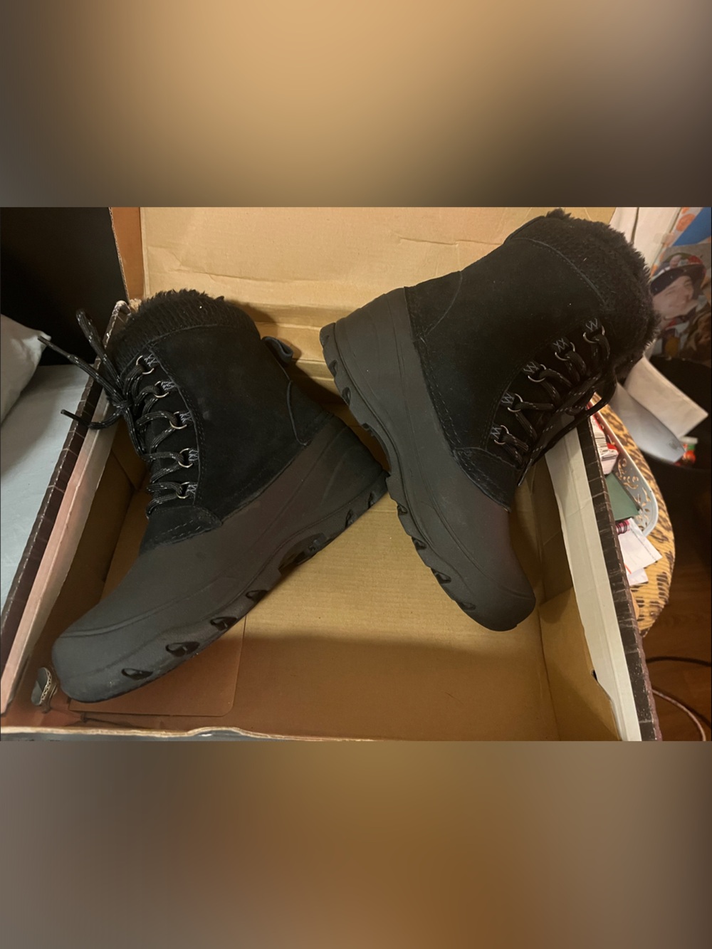Northside Black Lace-Up Platform Ankle Boots
